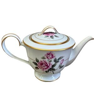 Vintage 1950s Noritake 5234 Lindrose Teapot Pink Roses Gold Trip Japan Excellent